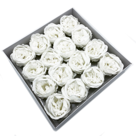 16x Craft Soap Flower - Ext Large Peony - White