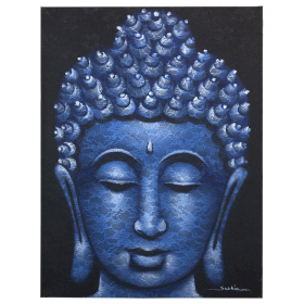 Buddha Painting - Blue Brocade Detail