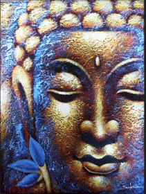 Buddha Painting - Gold Face & Lotus Flower