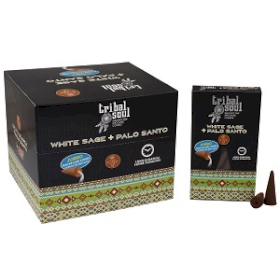 12x Tribal Soul Backflow Incense - White Sage + Palo Santo