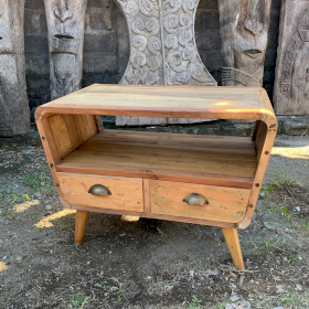 Small Recycled TV Stand with 2 Draws Round