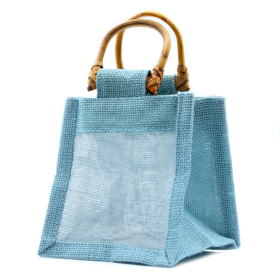 10x Pure Jute and Cotton Window Gift Bag  - One Window Teal
