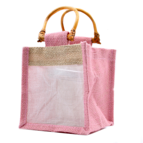 10x Pure Jute and Cotton Window Gift Bag  - One Window Rose