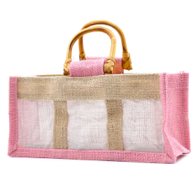 10x Pure Jute and Cotton Window Gift Bag  - Three Windows Rose