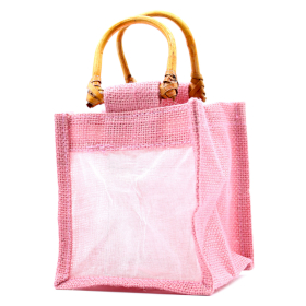 10x Pure Jute and Cotton Window Gift Bag  - One Window Rose