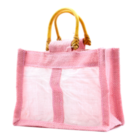 10x Pure Jute and Cotton Window Gift Bag  - Two Windows Rose