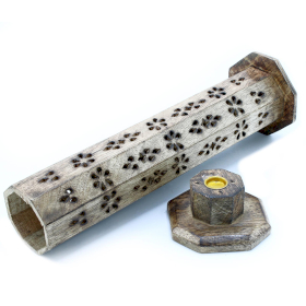 2x Hexagonal Incense Tower Smoke Box - Mango Wood