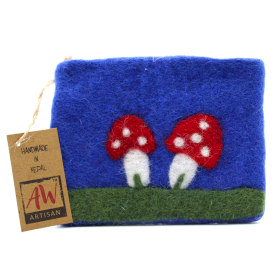 3x Natural Felt Zipper Pouch (asst) - Mystic Mushrooms