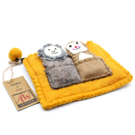 Pouch with Finger Puppets - Bear & Sheep