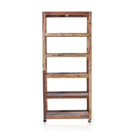 Six Shelf Display with Casters - Recycled Wood 79x37x180 cm