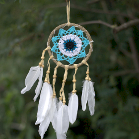 6x Pastel Blue Macramé Dream Catcher 12cm (asst colours)