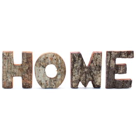 12x Rustic Bark Letter Set - HOME (4x3) - 7cm