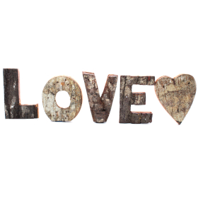 12x Rustic Bark Letter Set - LOVE (4x3) -  7cm