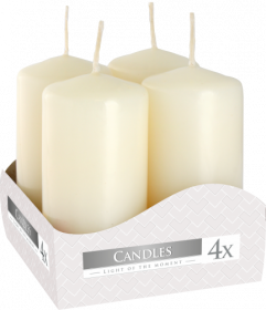 3x Set of 4 Pillar Candles  40x80mm - Ivory