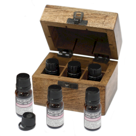 Set of 6 Lavender Essential Oils in Wooden Box