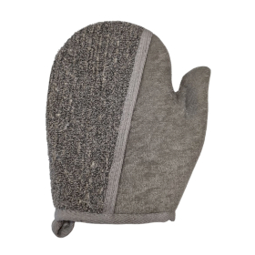 4x Bamboo & Linen Bath Glove  - Charcoal