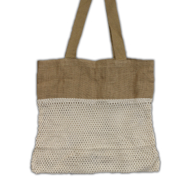 6x Pure Soft Jute and Cottong Mesh Bag - Natural