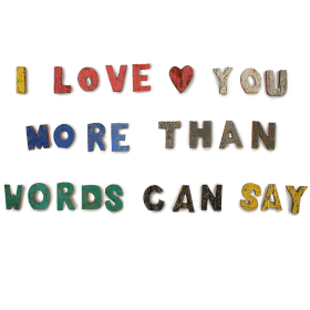 28x Colour Rustic Bark Letters - I love you more than words can say..