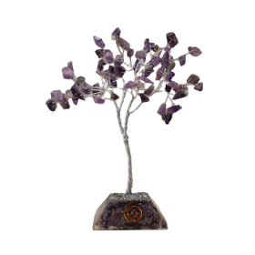 Gemstone Tree with Orgonite Base - 80 Stones - Amethyst