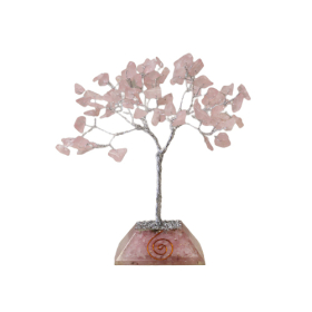 Gemstone Tree with Orgonite Base - 80 Stones - Rose Quartz