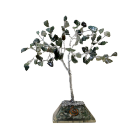 Gemstone Tree with Orgonite Base - 80 Stones - Moss Agate