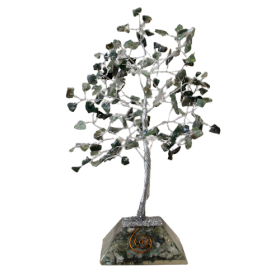 Gemstone Tree with Orgonite Base - 160 Stones - Moss Agate