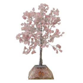 Gemstone Tree with Orgonite Base - 320 Stones - Rose Quartz