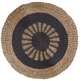 Round Seagrass Rug - Black & Tan - Inner Sun - 1m