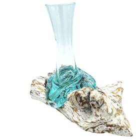 4x Molten Glass on Whitewash Wood - Medium Vase