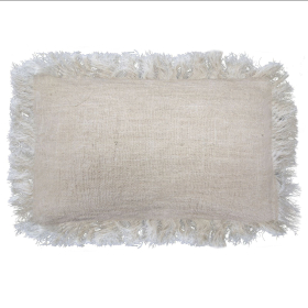 4x Linen Cushion Covering 30x50cm with Fringe