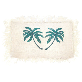 4x Linen Cushion Covering 30x50cm Palm Tree with Fringe