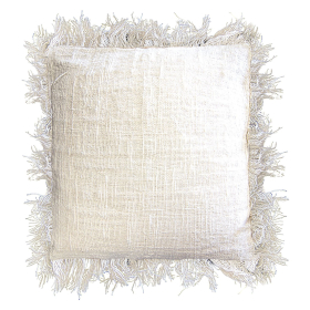 4x Linen Cushion Covering 60x60 cm with Fringe