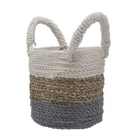 Seagrass Basket Set - Grey / Natural / White