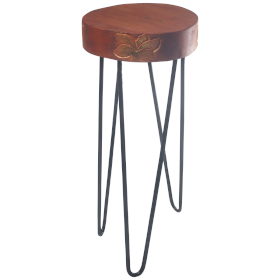 Albasia Wood Plant Stand - Terracotta & Gold Detail