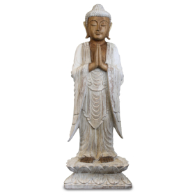 Buddha Statue - 100cm Welcome - Whitewash