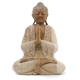 Buddha Statue - 40cm Welcome - Whitewash