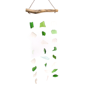 Recycled Glass Wind Chime - Green & White