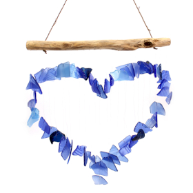 Recycled Glass Wind Chime - Blue Heart