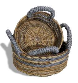 Banana Leaf & Abu-abu Raffia Basket- Set of 2