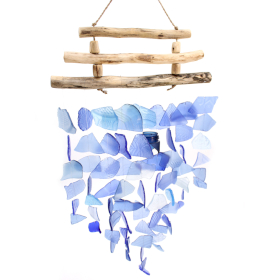 Recycled Glass Wind Chime - All Blues