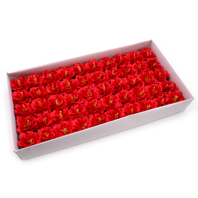 50x Craft Soap Flower - Small Peony - Red