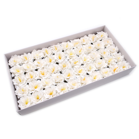 50x Craft Soap Flower - Small Peony - White