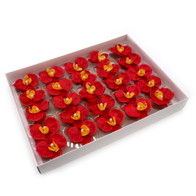 25x Craft Soap Flower - Orchid - Red