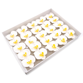 25x Craft Soap Flower - Orchid - White