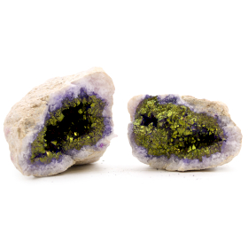 Coloured Calcite Geodes - Natural Rock - Purple & Gold