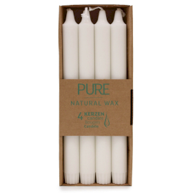 4x Pure Natural Wax Dinner Candle 25x2.3 - White