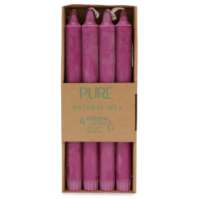 4x Pure Natural Wax Dinner Candle 25x2.3 - Fuchsia