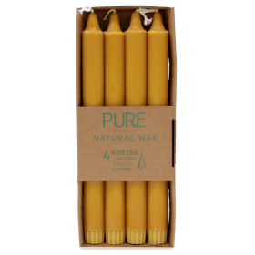 4x Pure Natural Wax Dinner Candle 25x2.3 - Yellow