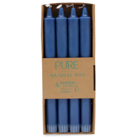 4x Pure Natural Wax Dinner Candle 25x2.3 - Blue