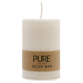 6x Pure Olive Wax Candle 90x60 - White